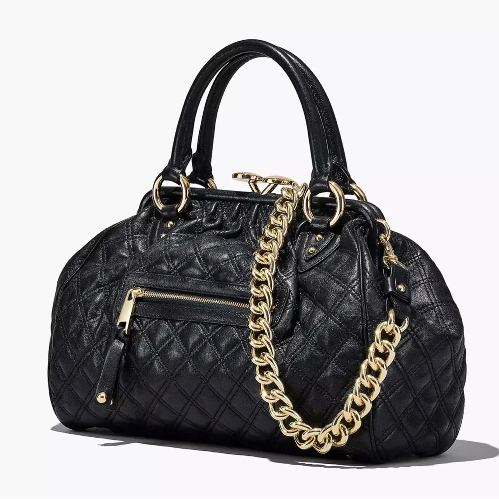 Marc Jacobs Stam Bag Black Quilted Leather Handbag with Gold Chain - Picture 2 of 13